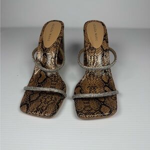 Azalea Wang Eulalia Snake Rhinestone Strap Mule Heels Size 8
